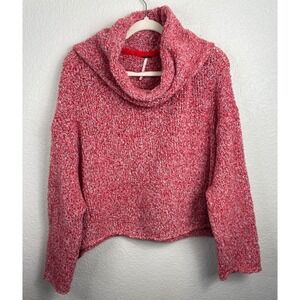 Free People BFF Cowl Neck Slouchy Sweater Womens Medium Red Lotus Oversized Boxy